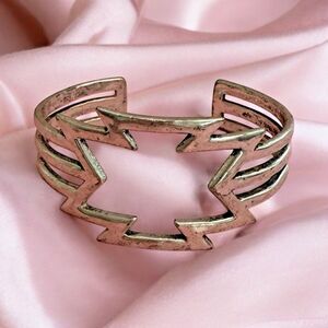 Lucky Brand Silver Tone Cuff Bracelet Southwest Zigzag Openwork Boho Statement